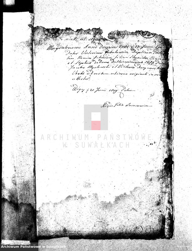 image.from.unit.number "Dowody do Akt Małżeństwa Gminy Wigierskiey od dnia 1-o Maja 1809 do dnia ostatniego kwietnia 1810 Roku."