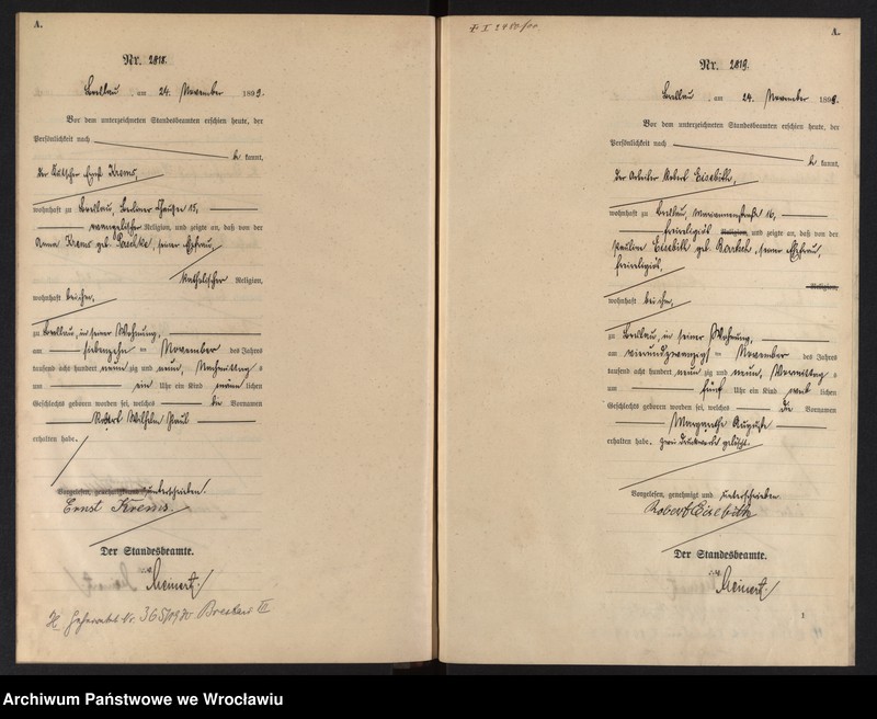 image.from.unit.number "Geburts-Haupt-Register Breslau I 1899 Band 8"