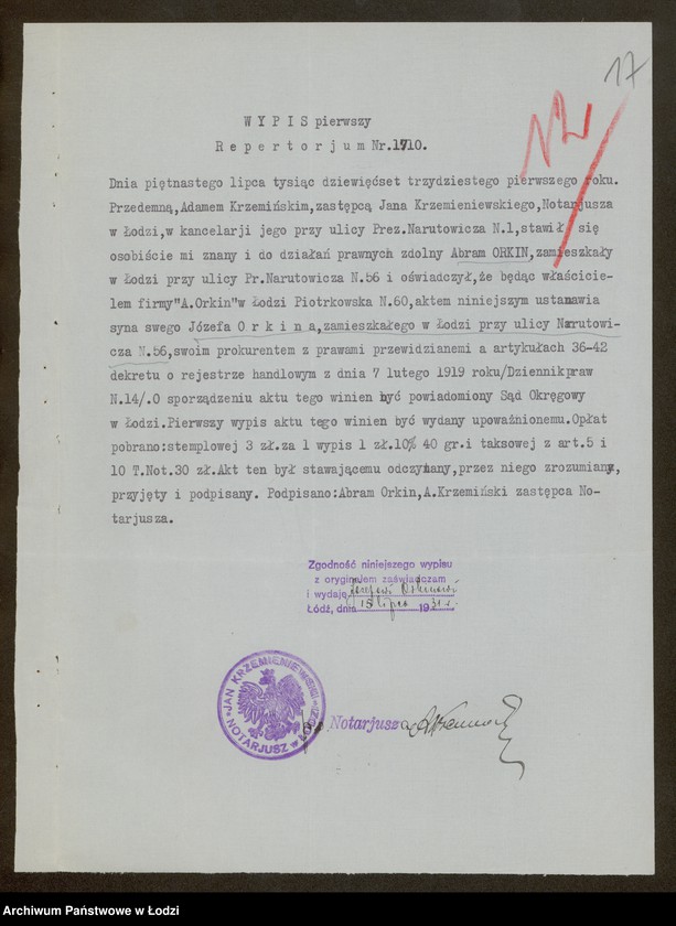 Obraz 19 z jednostki "Abram Orkin – sprzedaż towarów włókienniczych i frmowych"