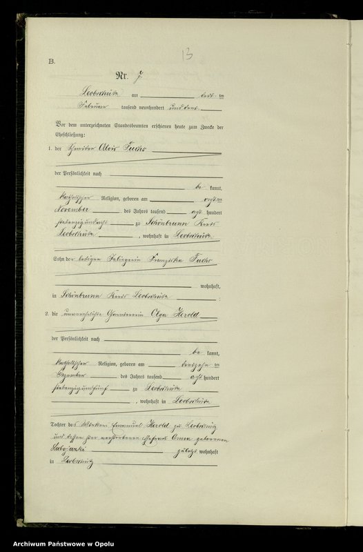image.from.unit.number "Heiraths-Haupt-Register Standesamts Leobschütz pro 1903"