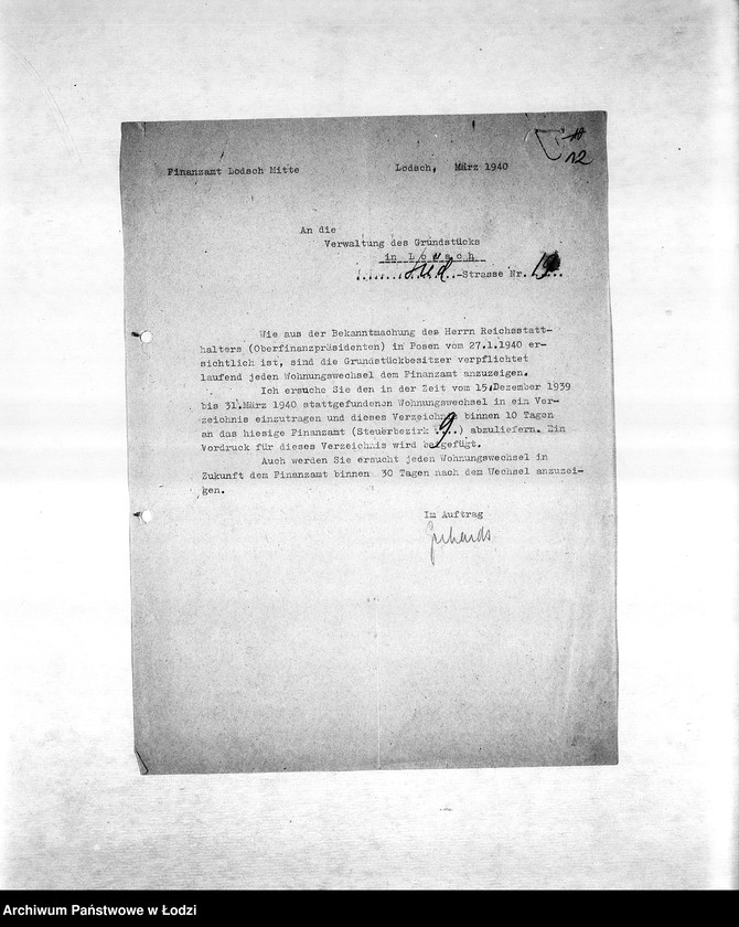 Obraz 14 z jednostki "[Korespondencja PSŻ w sprawie przesiedlenia Żydów do getta, zajmowania mieszkań i publicznych lokali, zamknięcia getta]"