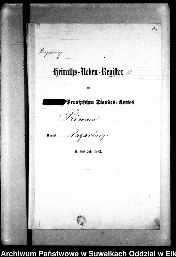 image.from.unit.number "Heiraths-Neben-Register des Preussischen Standes-Amtes Prinowen Kreis Angerburg"