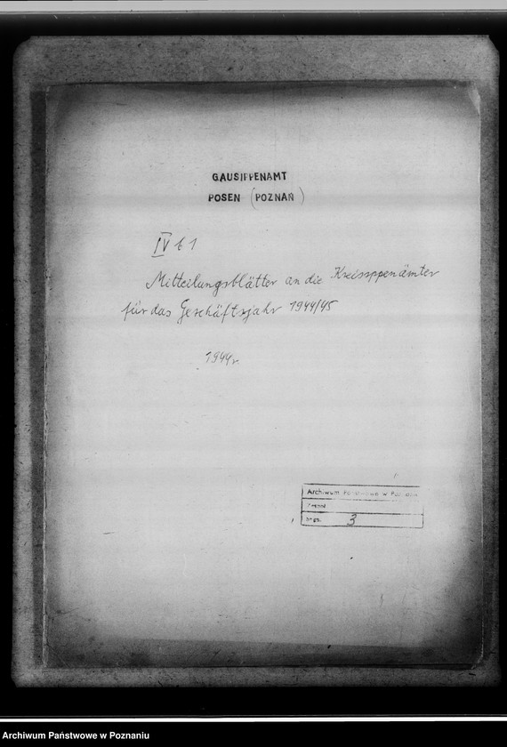 Obraz 4 z jednostki "Mittelungsblätter an die Kreissippenämter für das Geschäftsjahr 1944/45"