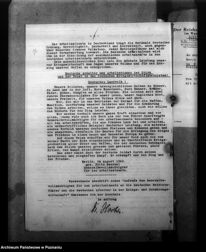 Obraz 11 z jednostki "Regelung des Dienstverhältnisses der Gefolgschaftsmitglieder im Gebiet Posen. Alters- und Hinterbliebenenversorgung. Entfernung der Polen ausdem öffentlichen Dienst"