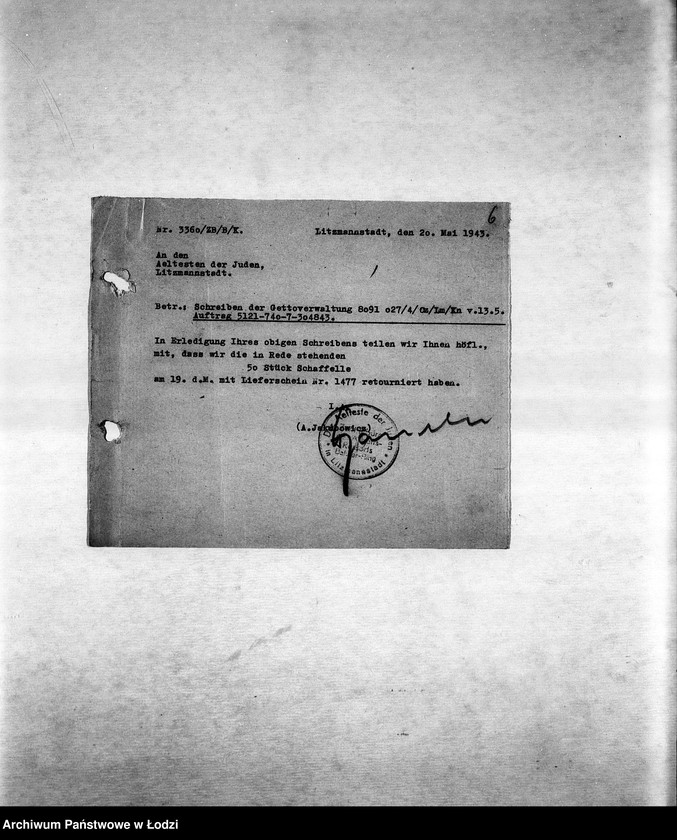 Obraz 9 z jednostki "Arbeitsressort K. [Niemieckie zamówienia do resortów pracy, produkcja, zapotrzebowanie materiałów dla produkcji]"