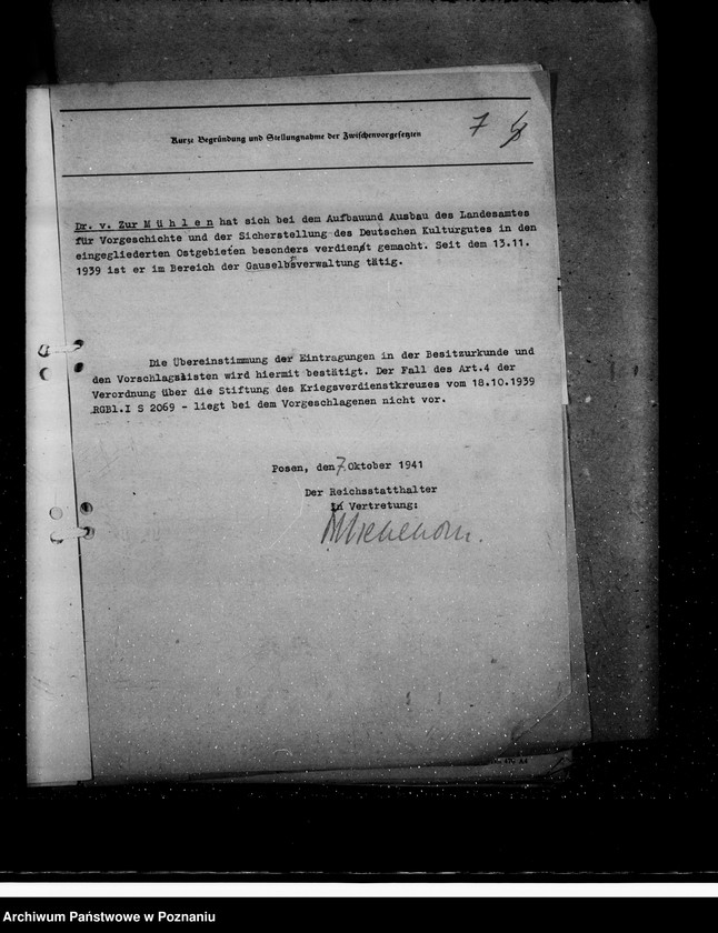 Obraz 12 z jednostki "Kriegsverdienstrauszeichnungen. Vorschläge der Reichsuniversität Posen"