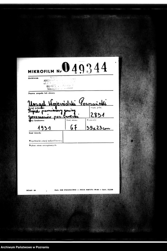 Obraz 2 z jednostki "Rejestr pomiarowy gminy Goszczanów powiat turecki"