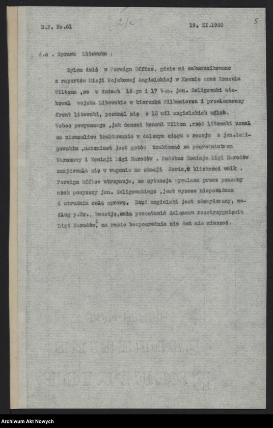 image.from.unit.number "Raporty polityczne Poselstwa Polskiego w Londynie nr 61-66,68, przesłane przez J. Ciechanowskiego"