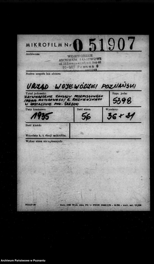 image.from.unit.number "Zatwierdzenie zakładu przemysłowego /młyna motorowego/ E. Raczniewskiego w Kostrzynie powiat średzki"