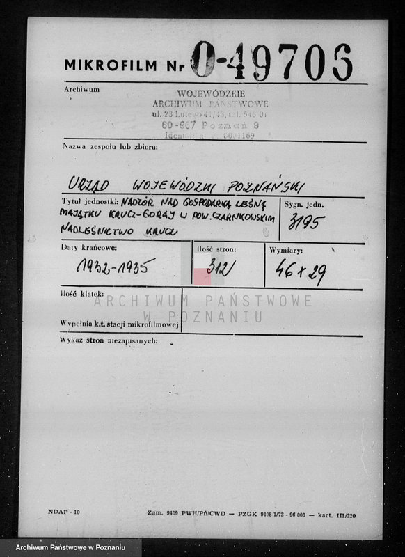 Obraz 2 z jednostki "/Nadzór nad gospodarką leśną w majątku Krucz-Goraj w powiecie czarnkowskim Nadleśnictwo Goraj/"