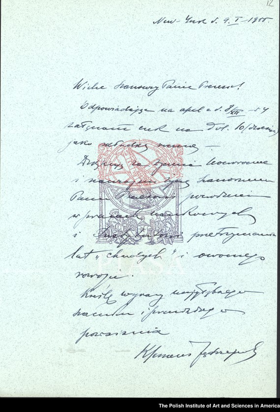 image.from.unit.number "General PIASA correspondence (1955). Letters of Florian Znaniecki and Witold Gombrowicz"