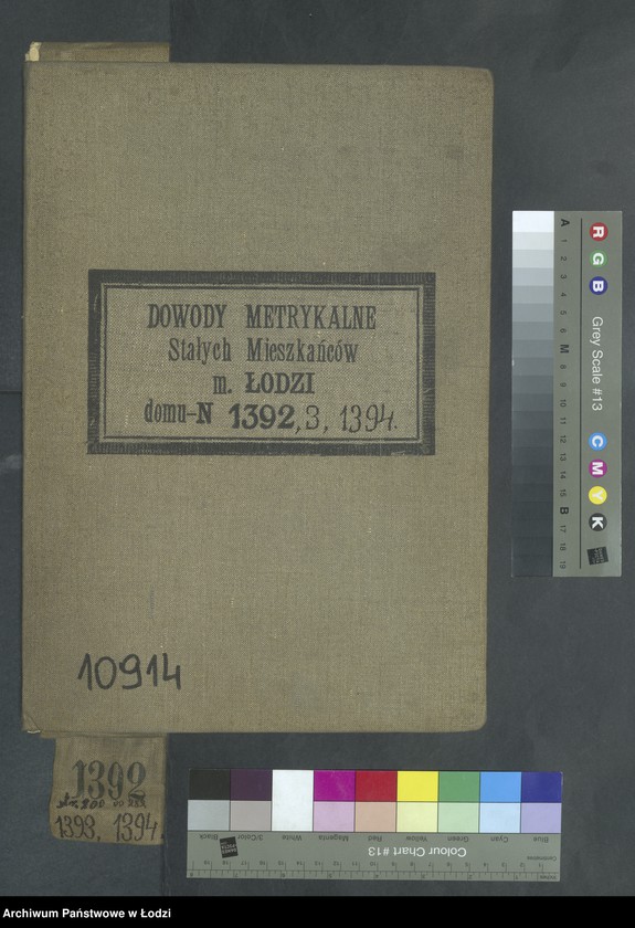 Obraz 2 z jednostki "Dowody metrykalne stałych mieszkańców m. Łodzi nr domu 1392, s. 200-289, 1394"