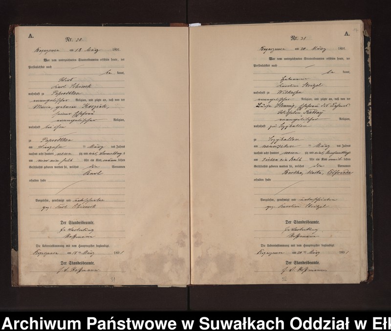 image.from.unit.number "Geburts-Neben-Register des Preussischen Standes-Amtes Rydzewen Kreis Loetzen"