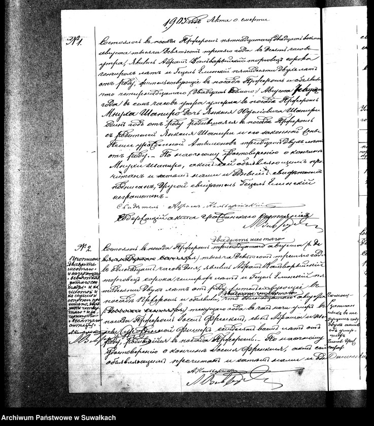 image.from.unit.number "Duplikat Dlja zapisi Metričeskich aktov o roždzenii, smierti i brakosočetanii eveev po Pržeroslskomu Okrugu za 1903 god"