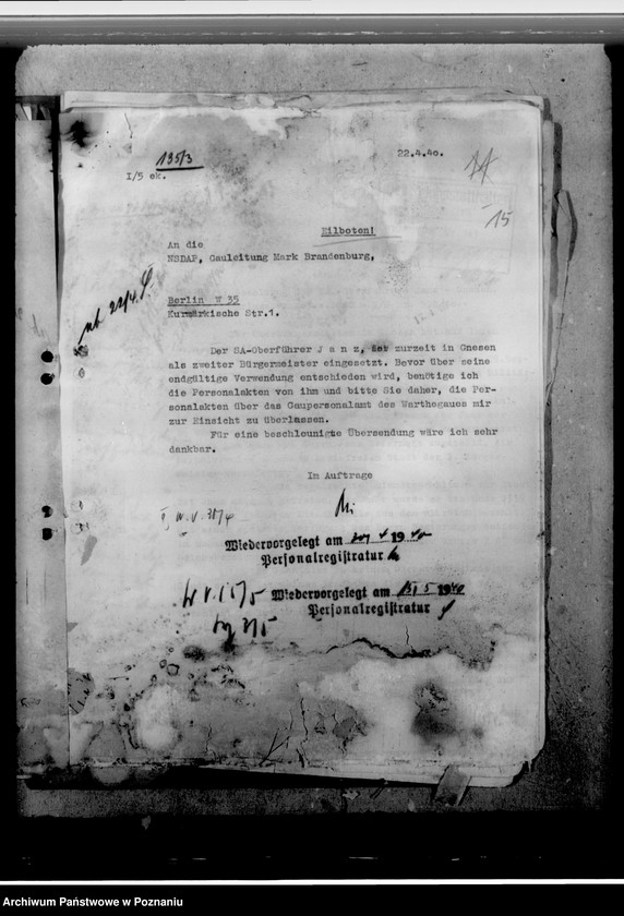 Obraz 20 z jednostki "Janz, Kurt - Bürgermeister in Gnesen"