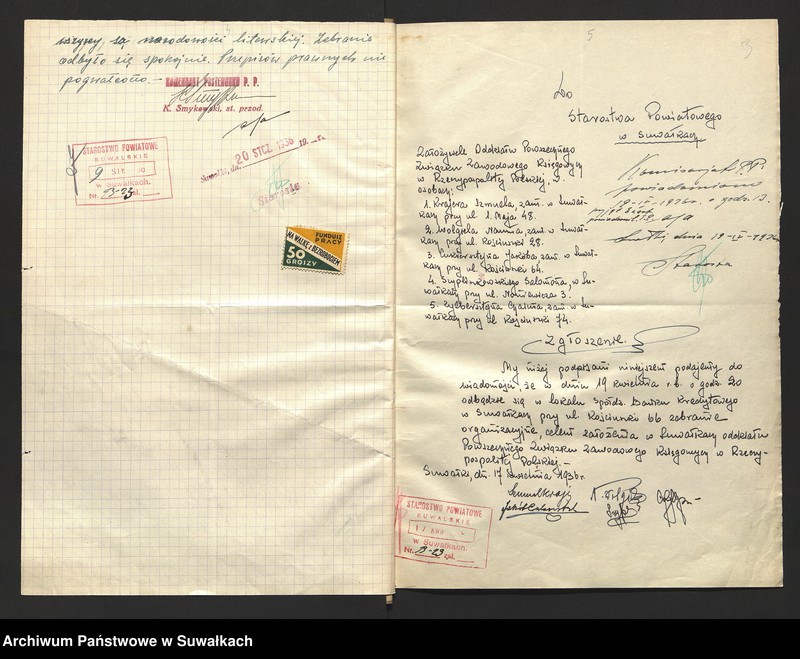image.from.unit.number "[Wykaz związków zawodowych istniejących w powiecie wg. stanu na dzień 1. I 1937 r. oraz korespondencja]"