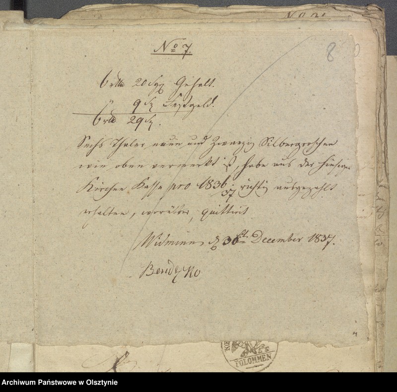 image.from.unit.number "Beläge zu der Widminnenschen Kirchen Kassen rechnung pro 1836/37"