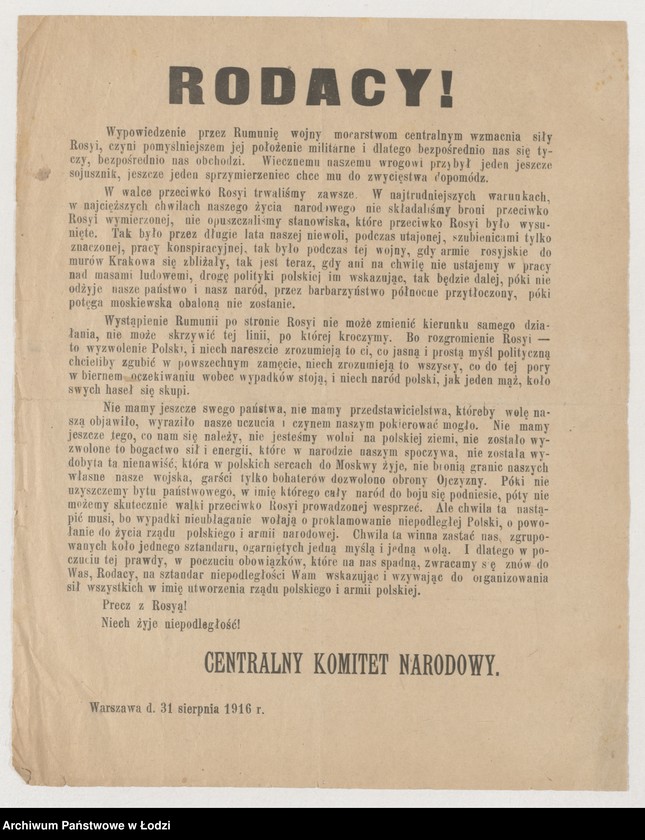 image.from.unit.number "[Odezwa Centralnego Komitetu Narodowego nawołująca do zjednoczonia w wojnie przeciwko Rosji]"
