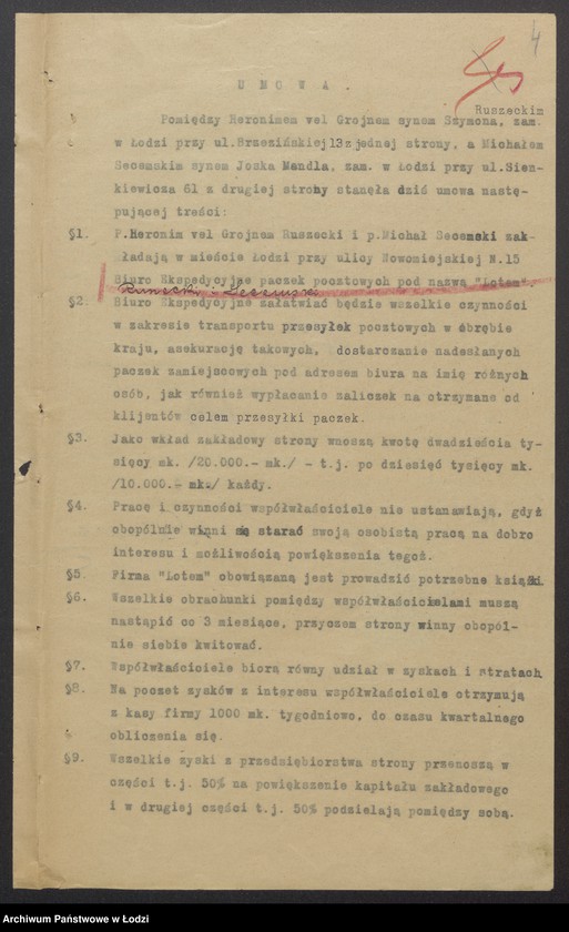 Obraz 6 z jednostki "Heronim vel Grojnem Ruszecki, Michał Secemski „Lotem” – prowadzenie biura ekspedycyjnego"