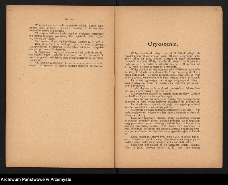 image.from.unit.number "IV Sprawozdanie dyrektora c.k. gimnazjum V. w Krakowie za rok szkolny 1909/10"