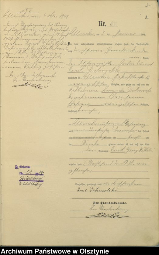 image.from.unit.number "Geburts-Haupt-Register Tom I, Nr 1 - 398"