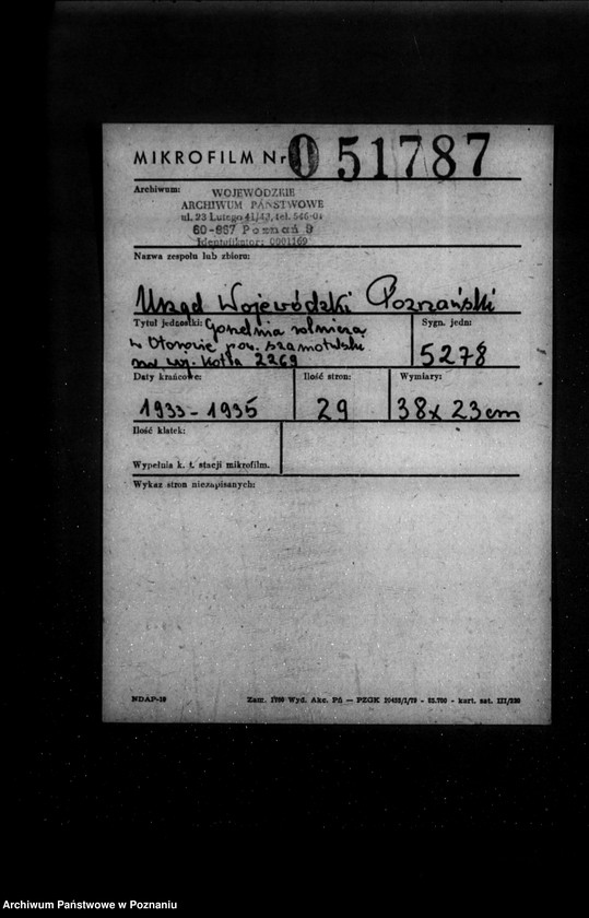 Obraz 2 z jednostki "Gorzelnia rolnicza w Otorowie powiat szamotulski nr woj. 2269"