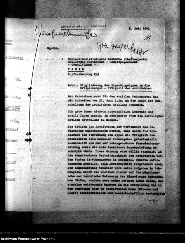 Obraz 15 z jednostki "Vermerk über die Besprechung bei dem Gauleiter. Sonderbauprogramm 1940/ 41."