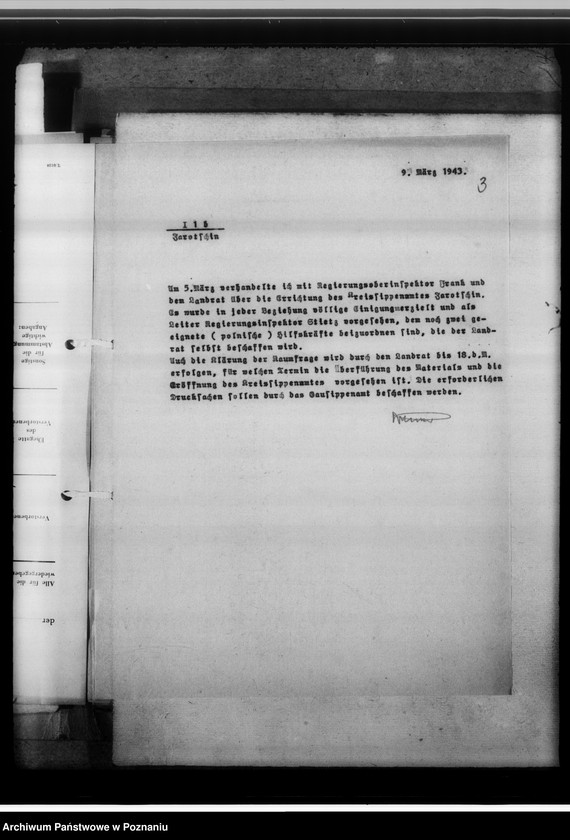 Obraz 7 z jednostki "[Korespondencja w sprawach organizacyjnych, sprawozdanie z działalności Kreissippenamt w Jarocine]"