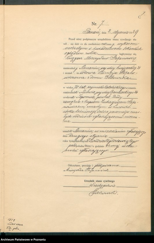 Obraz 9 z jednostki "Księga miejscowa zgonów tom I [Rejestr główny zgonów]"