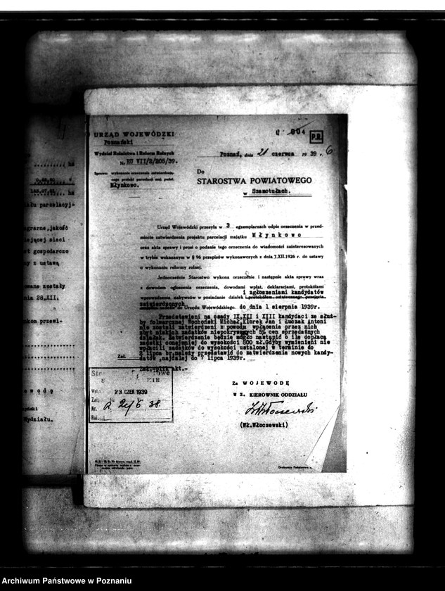 image.from.unit.number "Orzeczenie wojewody poznańskiego, zatwierdzenie projektu parcelacji majątku Młynkowo powiatu szamotulskiego"
