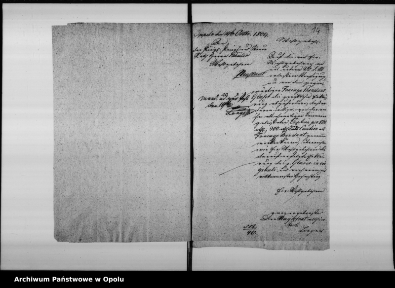 Obraz 16 z jednostki "Acta von Anstellung des fourage Magazin Rendanten zu Oppeln so wie dessen Cautions Leistung und Amtsführung betreffend. de anno 1809 bis um [1817]"
