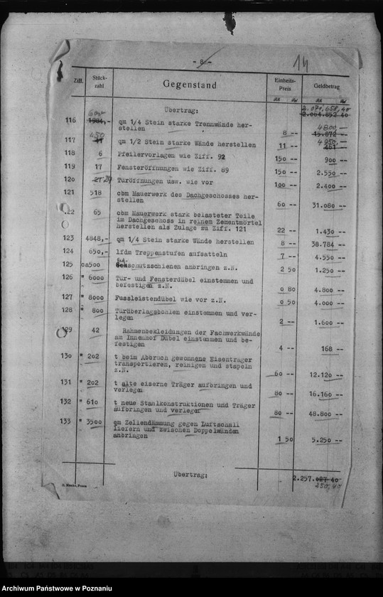 Obraz 20 z jednostki "Kosten der Bauarbeiten im Schloss - Posen"