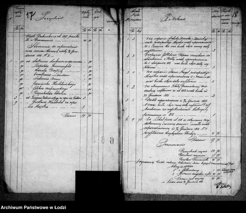 Obraz 17 z jednostki "Rachunek z funduszu Kasy Zgromadzenia Siodlarskiego w mieście Łodzi"