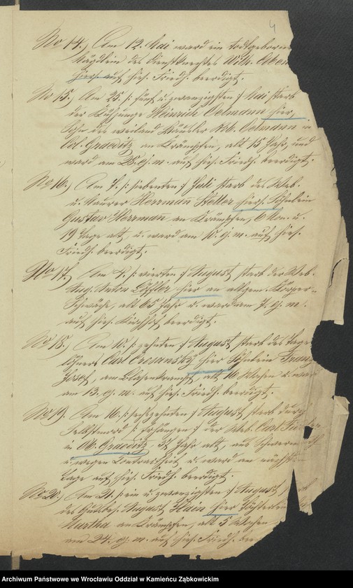 image.from.unit.number "Amtsgericht Schweidnitz Duplicate der Kirchenbücher der katholische Pfarr Kirche zu Gräditz"