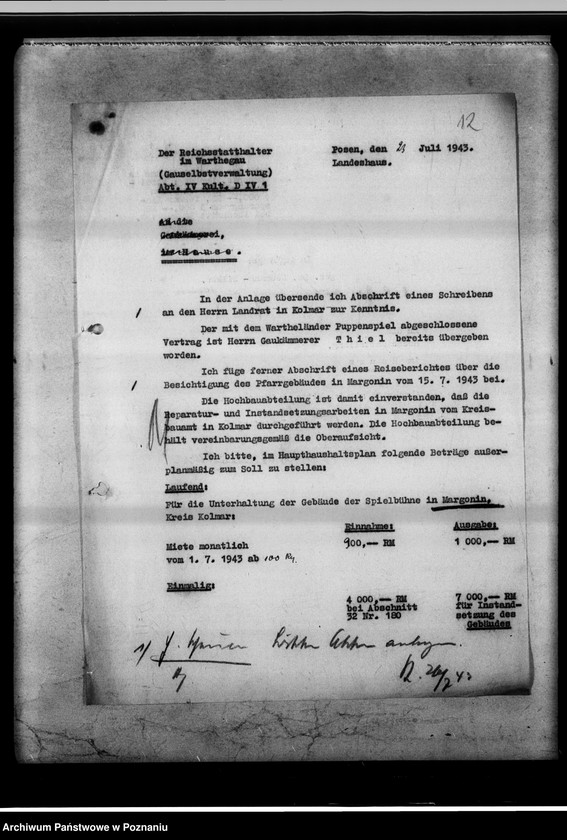 Obraz 16 z jednostki "Gebäude der Spielbühne Margonin."