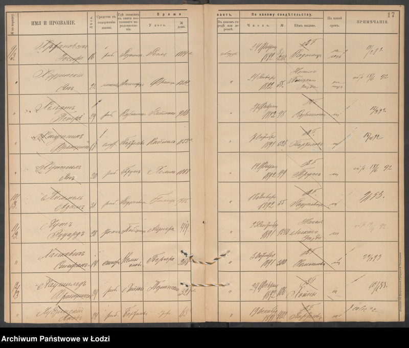 Obraz 19 z jednostki "[Księga ludności niestałej m. Łodzi lit. Ch]"