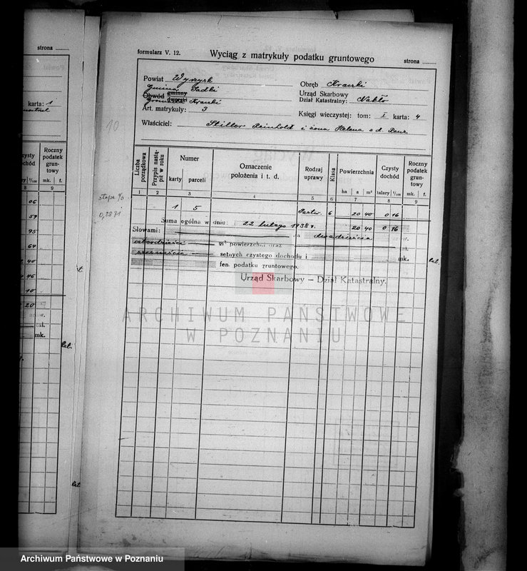 Obraz 18 z jednostki "Wyciągi z matrykuły podatku gruntowego majątku Samostrzel powiatu wyrzyskiego"