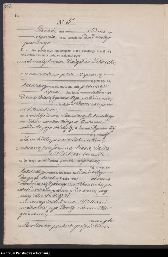 Obraz 14 z jednostki "Księga miejscowa małżeństw tom I [Rejestr główny małżeństw]"