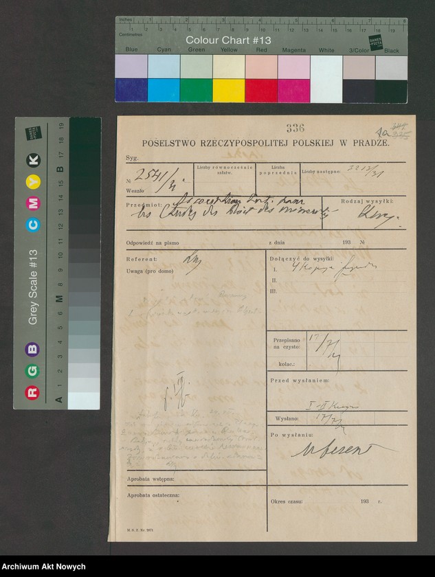 image.from.unit "Zjazdy i kongresy mniejszościowe. Stosunek MSZ do propozycji udziału Polski w nowo utworzonej Association Internationale pour les Etudes du Droit des Minoritćs (raporty Poselstwa RP w Pradze, korespondencja)"