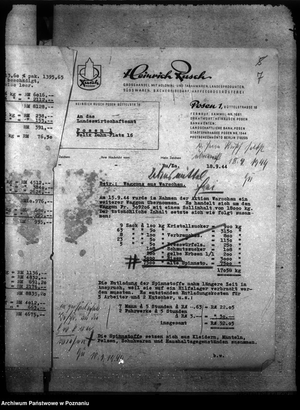Obraz 11 z jednostki "Spisy i wykazy towarów złupionych w czasie powstania warszawskiego"