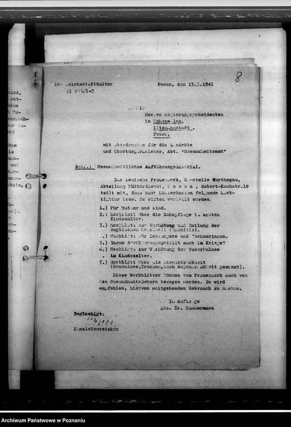 Obraz 12 z jednostki "Tuberkulosenfürsorge. Gesundheitliches Aufklärungsmaterial. Amtsärztliche Begutachtung von Neubauern und Anliegersiedler"