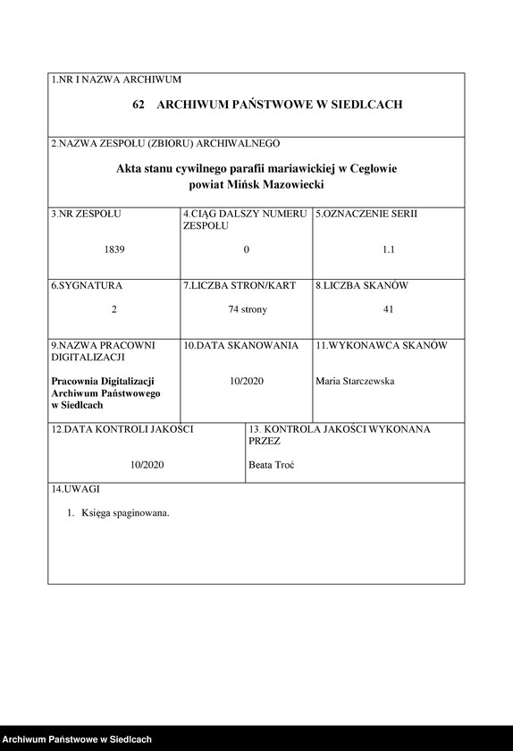 Obraz 1 z jednostki "[Akta urodzeń]"