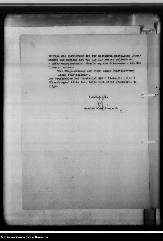 Obraz 11 z jednostki "[Sprawy związane z organizacja i działalnością Miejskiego Urzędu do Spraw Genealogicznych w Lesznie]"