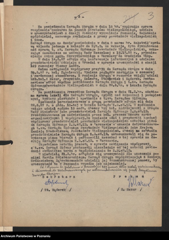 Obraz 13 z jednostki "Informacje o strukturze organizacyjnej i działalności Zarządu Okręgu Związku Bojowników o Wolność i Demokrację w Poznaniu."