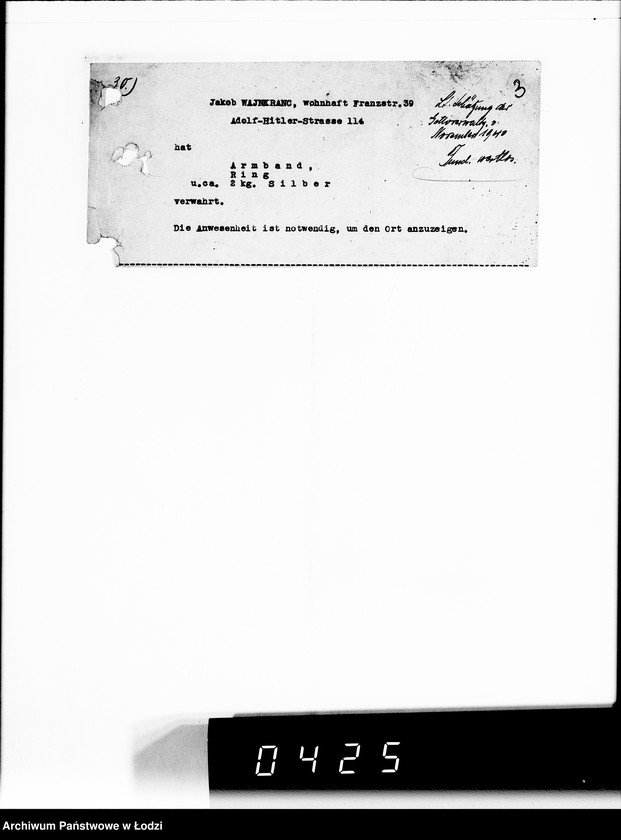 Obraz 7 z jednostki "[Informacje o posiadaniu przez Żydów kosztowności]"