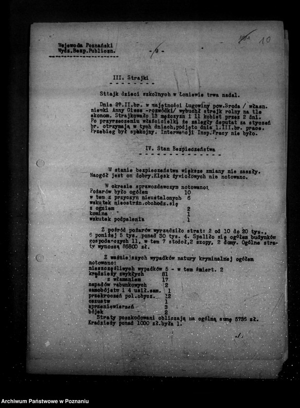 Obraz 14 z jednostki "Sprawozdania sytuacyjne tygodniowe ze stanu bezpieczeństwa za czas od 27 lutego do 7 maja 1931 r. /nr 9-17/"