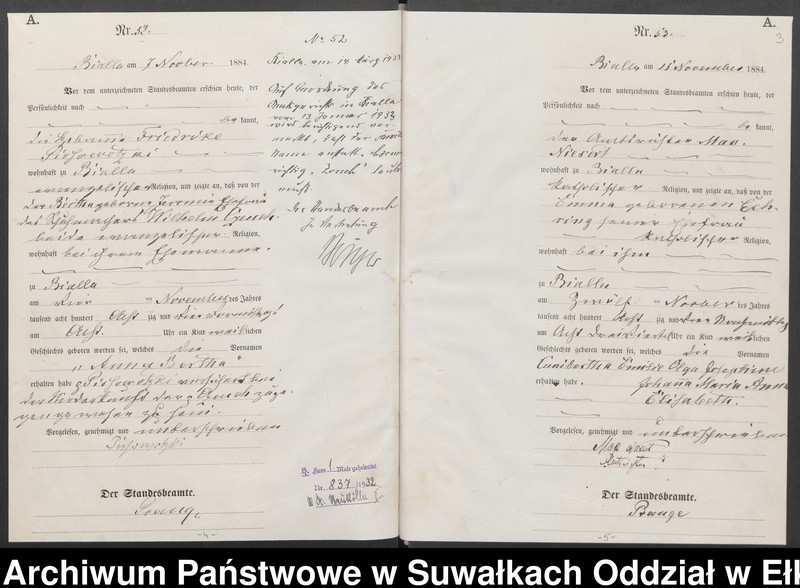 image.from.unit.number "[Geburts-Haupt-Register des Königlichen Preussischen Standes-Amtes Bialla Kreis Johannisburg]"
