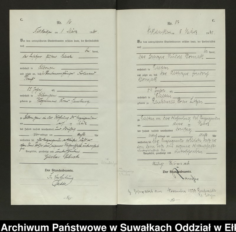 image.from.unit.number "Sterbe=Haupt=Register des Königlichen Preussischen Standes-Amtes Nikolaiken Kreis Sensburg"