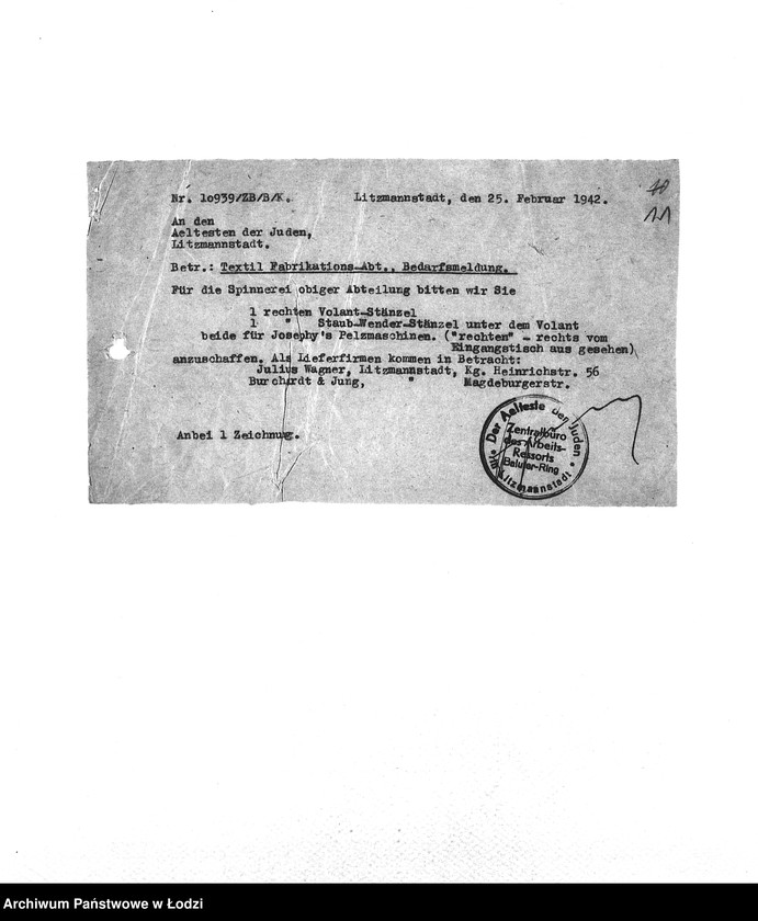 Obraz 14 z jednostki "Bedarfsmeldungen [Skierowane do GV zapotrzebowania na surowce, materiały, narzędzia, maszyny itp. potrzebne resortom pracy do produkcji; zamówienia żywności, lekarstw]"