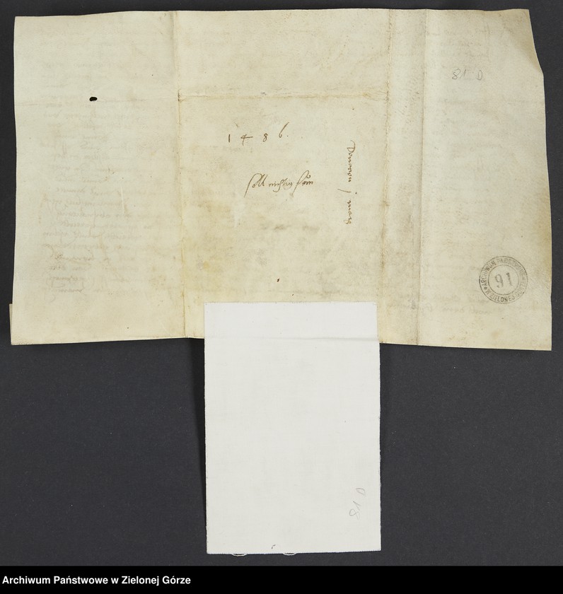 image.from.unit "Mattis Lauben, sędzia miejski w Żaganiu i ławnicy potwierdzają , że Katarzyna, wdowa po Jerzym Schuwirt i bratowa zmarłego proboszcza w Kożlicach Jakuba Ilgisa zapisała Marcinowi Schitteler i biednym z miasta 1 grzywnę rocznego czynszu."